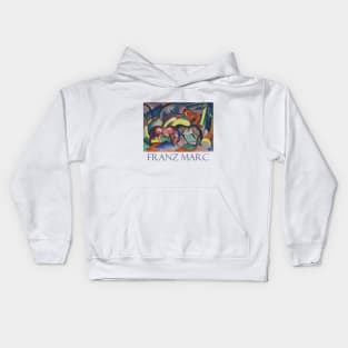 Three Horses by Franz Marc Kids Hoodie